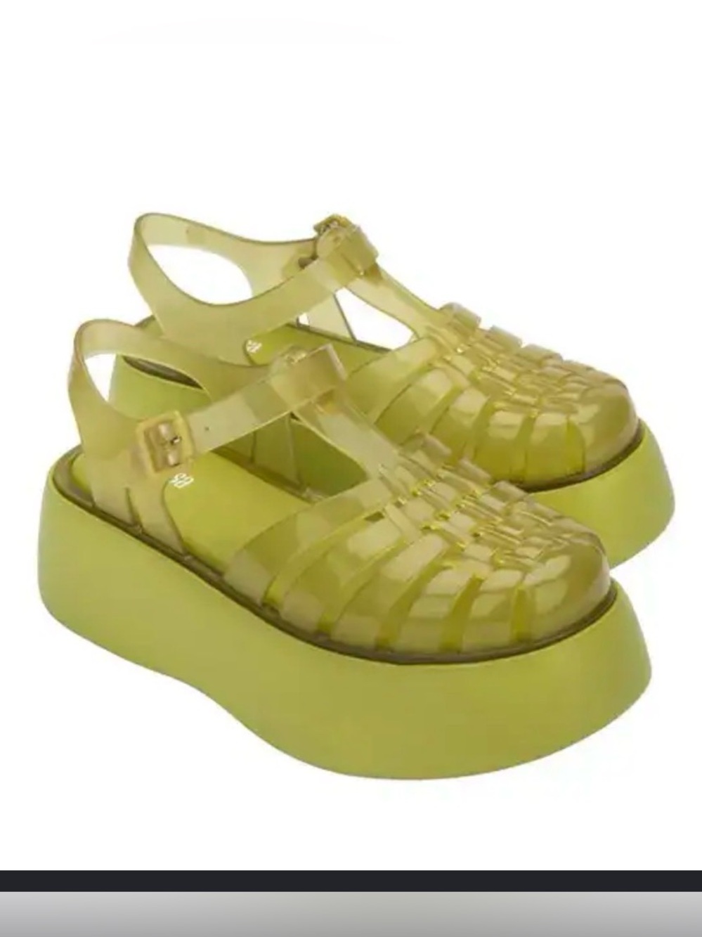 Melissa Possession Plato Chartreuse Platform Jelly Sandals WORN ONCE